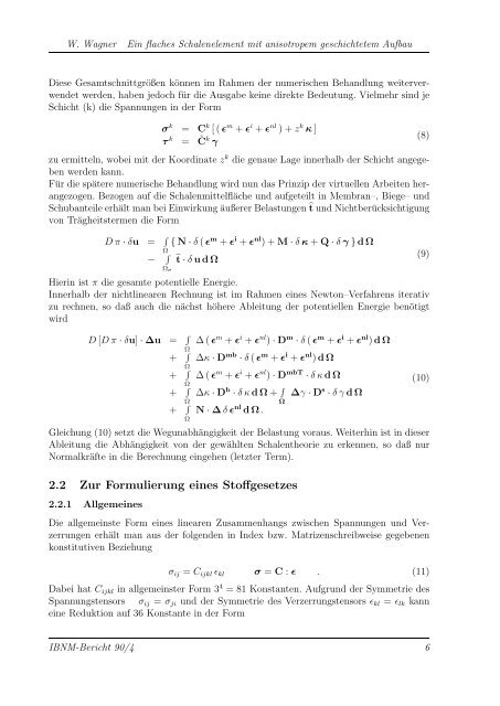 Ein flaches Schalenelement mit anisotropem geschichtetem Aufbau