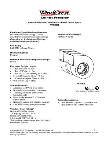 Install Quick Specs - CNP Industries, Inc.