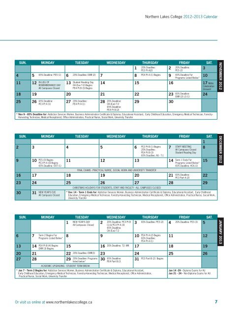 NLC Calendar (PDF) - Northern Lakes College