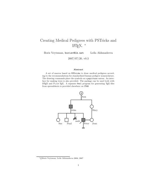 Creating Medical Pedigrees with PSTricks and LATEX.