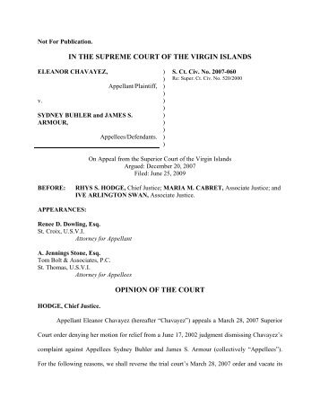 IN THE SUPREME COURT OF THE VIRGIN ISLANDS OPINION OF ...