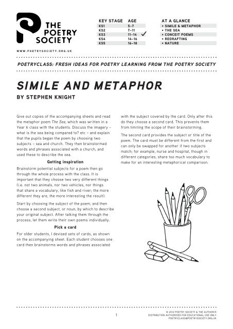 simile and metaphor - The Poetry Society