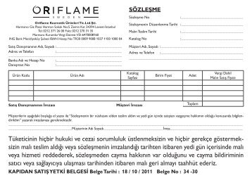 Tüketicinin hiçbir hukuki ve cezai sorumluluk ... - Oriflame