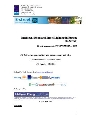 Intelligent Road and Street Lighting in Europe (EâStreet) - E-streetlight