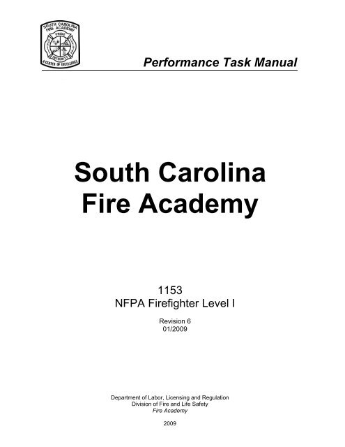 1153 Performance Task Manual - South Carolina Fire Academy