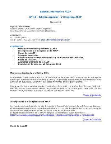 Boletín Informativo Nº 19 - Asociación Latinoamericana de ...