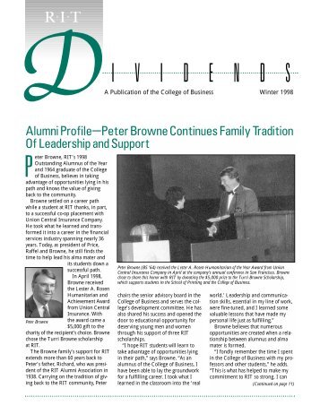 Issue 01 - Winter 1998-99 - College of Business - Rochester Institute ...