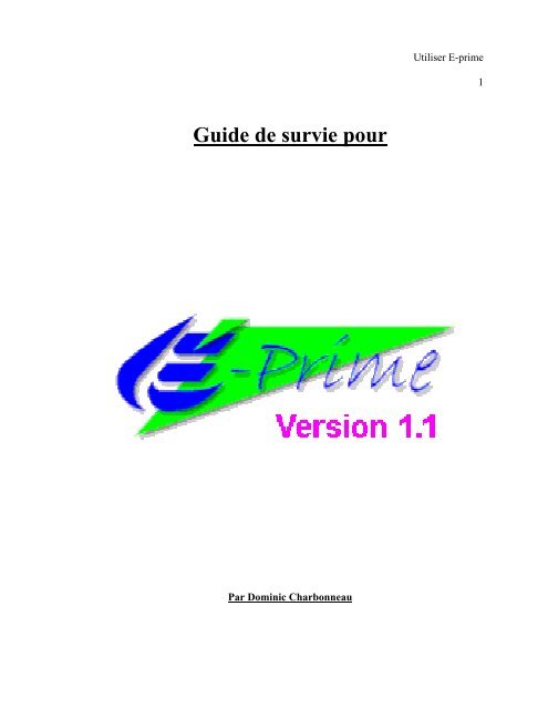 guide de survie pour E-Prime