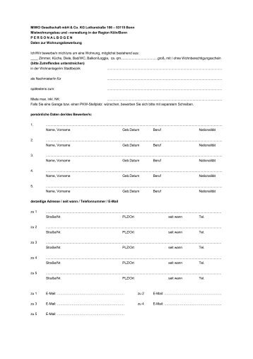 Personalbogen [Formular] - MIWO Gesellschaft mbH & Co. KG ...
