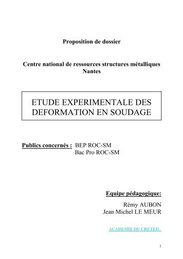 etude experimentale des deformation en soudage - CNR - SM