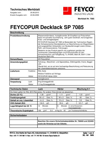 FEYCOPUR Decklack SP 7085 - bei FEYCO