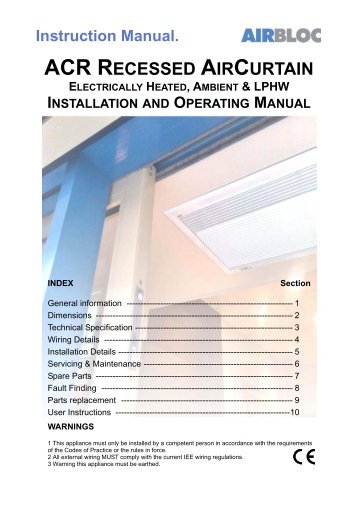 ACR RECESSED AIRCURTAIN - Ambirad