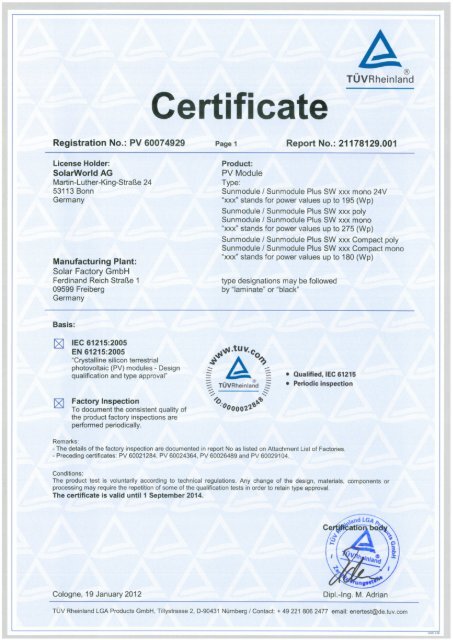 IEC 61215 Sunmodule Plus - SolarWorld