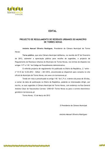 Edital J Regulamento residuos sÃ³lidos - CÃ¢mara Municipal de ...