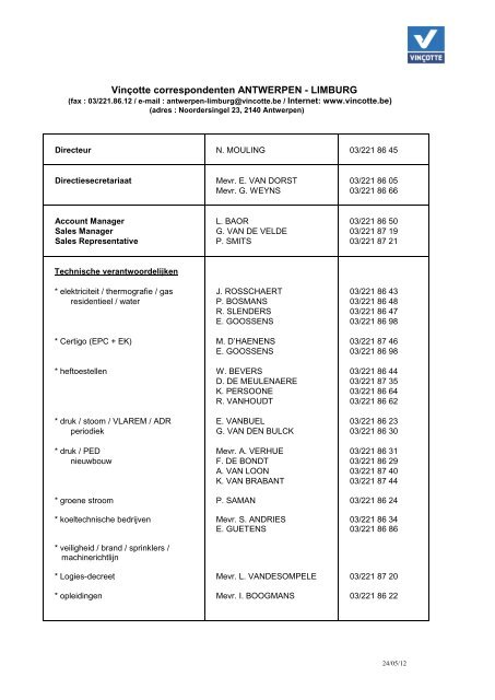 VinÃ§otte correspondenten ANTWERPEN - LIMBURG