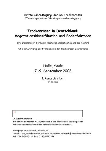 Dritte Jahrestagung der AG Trockenrasen - Fachbereich Biologie ...