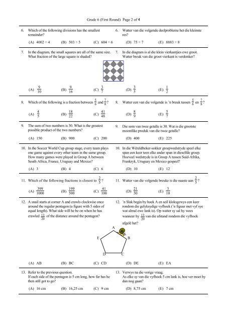 Mathematics Challenge Wiskunde-uitdaging - AMESA