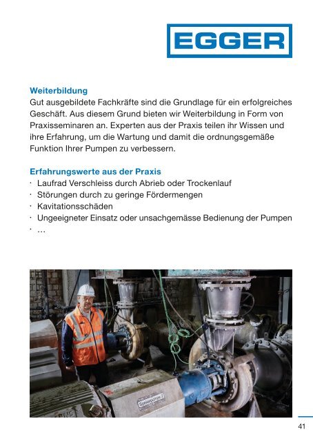 Pumpen und Schieber: Produktportfolio der Kreiselpumpenfirma Emile Egger. Freistrompumpen, Prozesspumpen, Axialpumpen