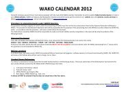 WAKO CALENDAR 2012 - Kickboxing