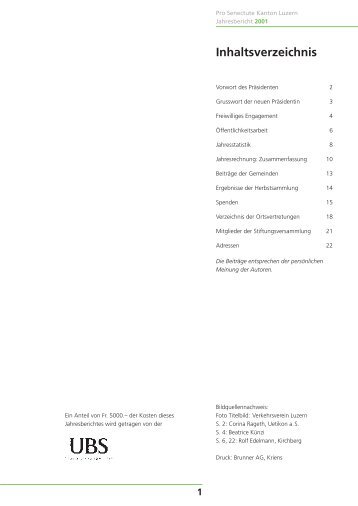 Jahresbericht 2001 -  Pro Senectute Luzern - bei Pro Senectute ...