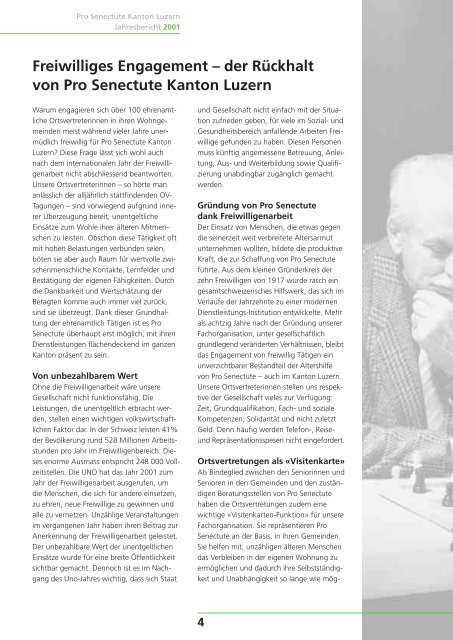 Jahresbericht 2001 -  Pro Senectute Luzern - bei Pro Senectute ...