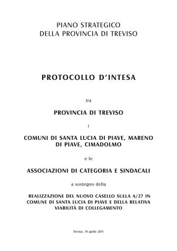 Protocollo d'intesa Peso - Piano Strategico della Provincia di Treviso