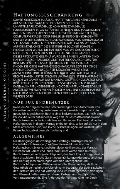Handbuch - Batman: Arkham Origins