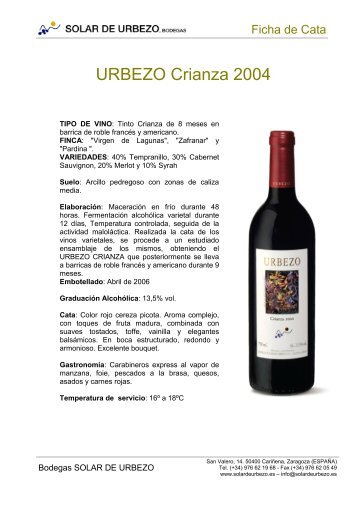 URBEZO Crianza 2004 - Viajeros del Vino