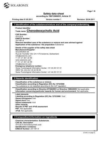 MSDS Chenodeoxycholic Acid - Solaronix