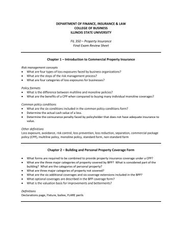 Final Exam Review Sheet - Illinois State University