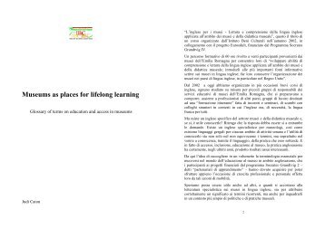 Museums as places for lifelong learning - Istituto per i Beni Artistici ...