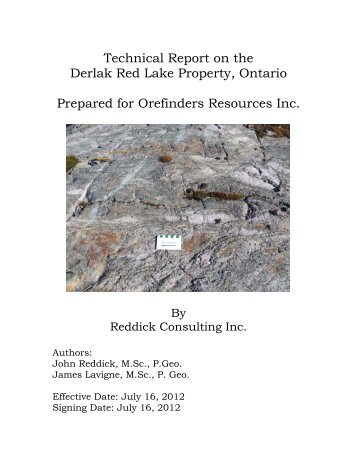 Technical Report on the Derlak Red Lake Property ... - PrecisionIR