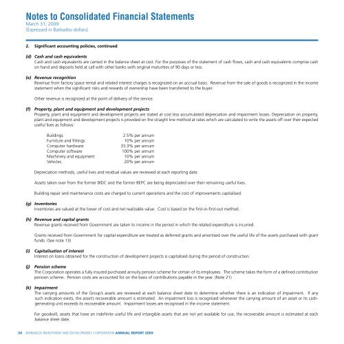 Notes to Consolidated Financial Statements - Barbados Investment ...