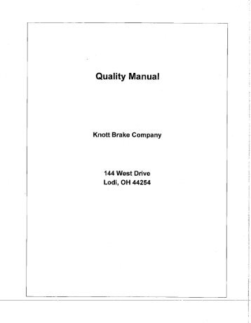 Quality Manual - Knott Brake Company
