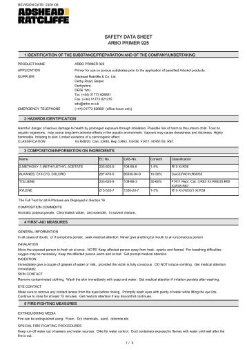 Arbo Primer 925 MSDS