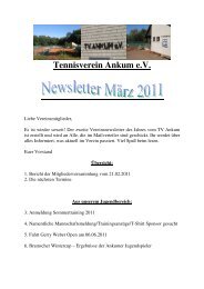 Vereinsnewsletter MÃ¤rz 2011 - Tennisverein Ankum e.V.