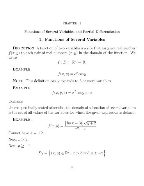 1 Functions Of Several Variables Definition A Function Of Two Cbu 1 Functions Of Several Variables Definition A Function Of Two Cbu