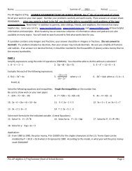 2013 Pre AP Algebra 2/Trig - Forest Park High School