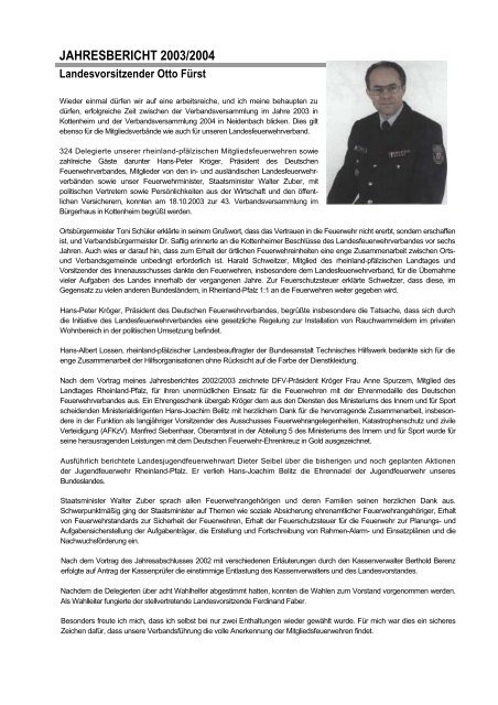 Jahresbericht 2003-2004 - Landesfeuerwehrverband Rheinland ...