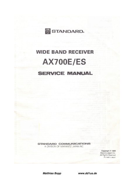Service Manual of the Standard AX-700 receiver / scanner - DD1US