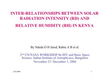 Determination of coefficient of correlation between radiation and ...