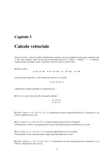 Esercizi sul calcolo vettoriale - Matematica