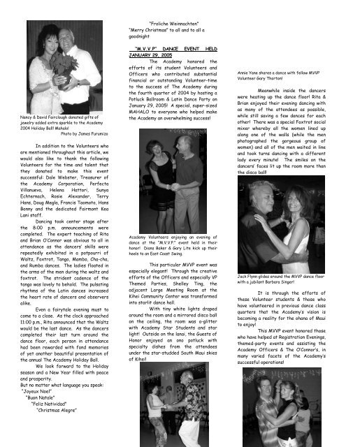 ACADEMY DANCE NEWS - Latin and Ballroom Dancing on Maui