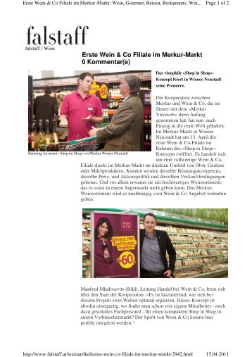 Erste Wein & Co Filiale im Merkur-Markt Kommentar(e)