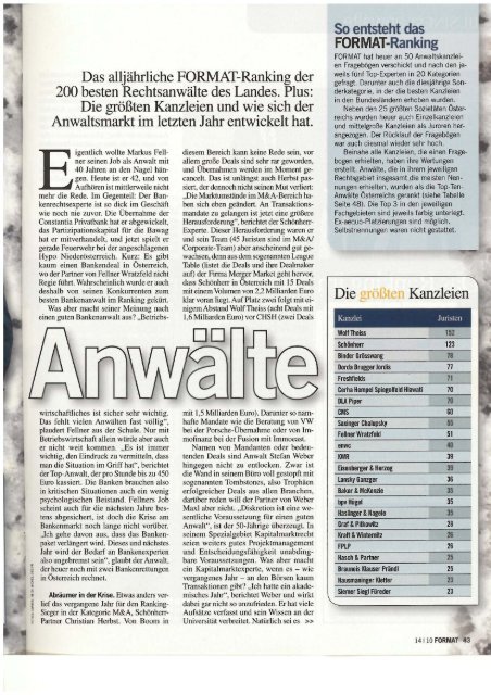 Format Anwaltsranking 2010 - RechtsanwÃ¤lte Brandl & Talos