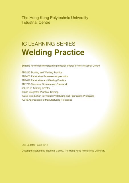 Welding Practice - The Hong Kong Polytechnic University