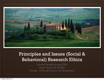 Principles and Issues (Social & Behavioral) Research Ethics