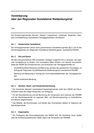 Vereinbarung Ã¼ber den Regionalen Sozialdienst Waldenburgertal