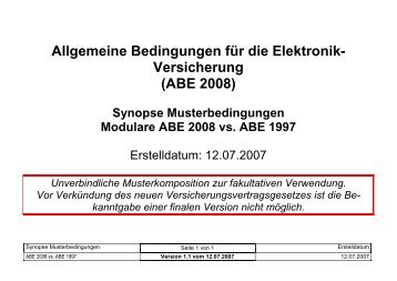 ABE - 2008 im Vergleich mit ABE 92 - Technische Versicherungen