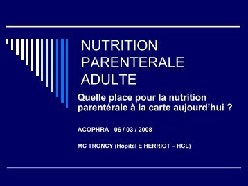 Quelle place aujourd'hui pour les poches de nutrition ... - ADIPh